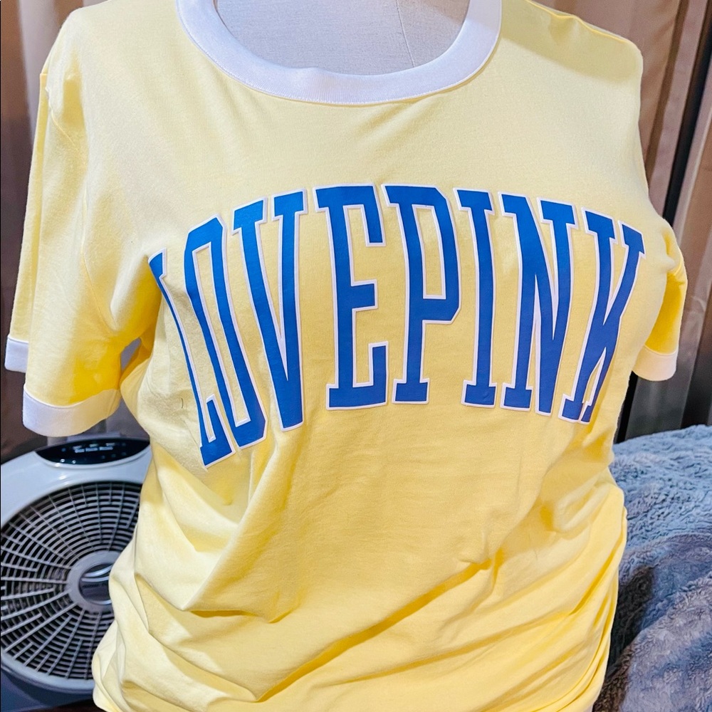 Pink Victoria Secret Campus Ringer Tee